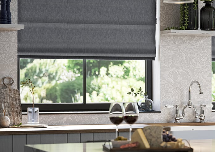 Genoa Faux Silk (Blackout), Night Shimmer - Motorised Roman Blind - Image 5